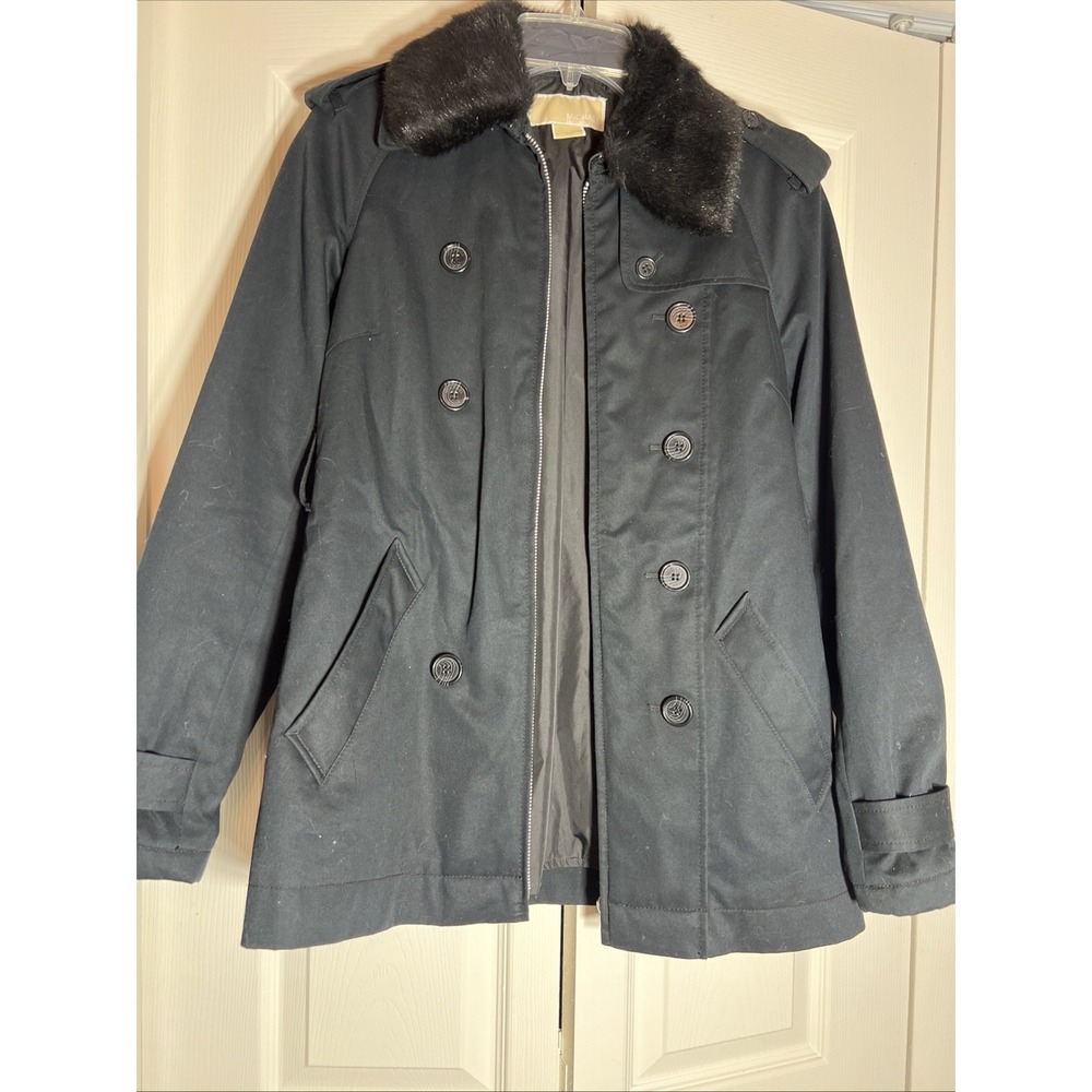 Michael Kors Small Zip Front‎ Pea Coat Fur Collar